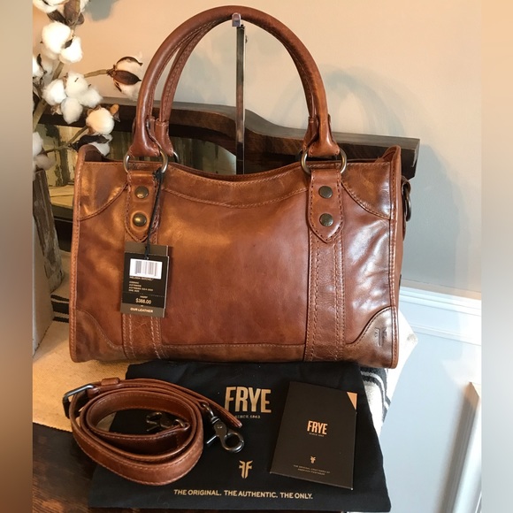 Frye Handbags - NWT Frye Melissa Leather Satchel Crossbody Cognac Brown Retail $388